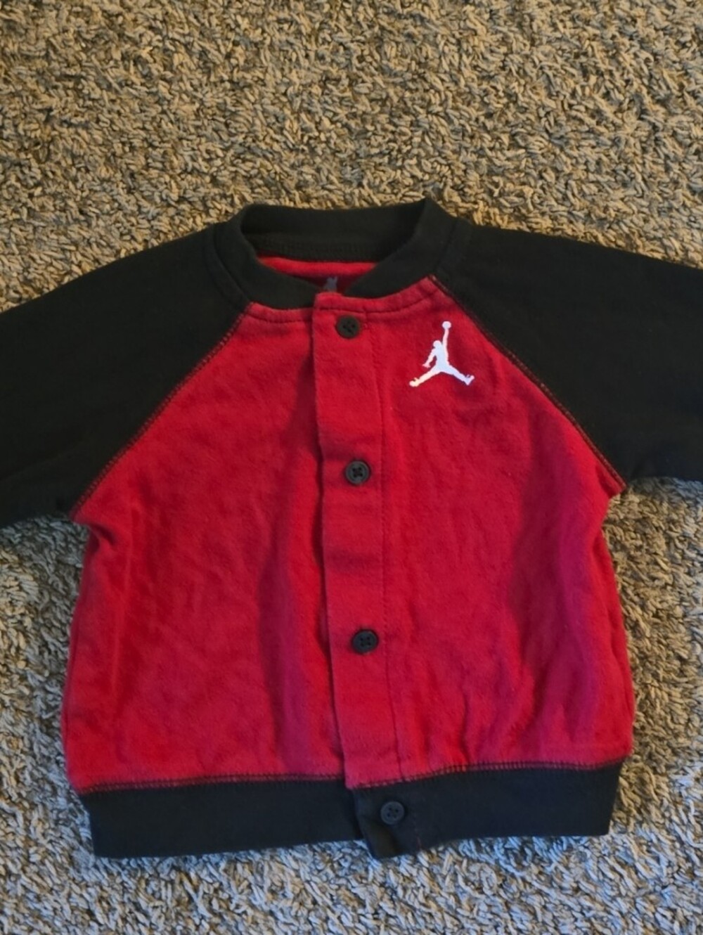 3-6M Red & Black Jordan Baby Button Cardigan